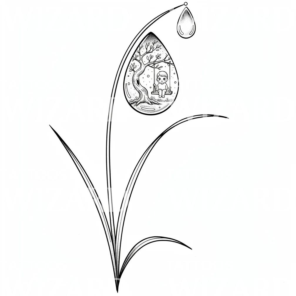 Teardrop Swing Tree Tattoo Design