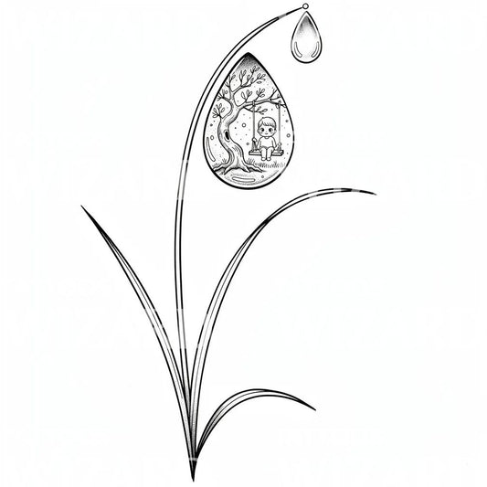 Tatoveringsdesign med dråpeformet huske i tre