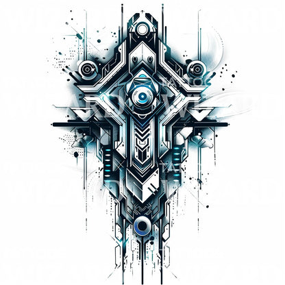 Tech Shield Tattoo Illustration