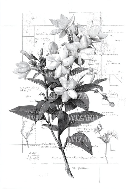 Technische Lilie Blaupause Tattoo Illustration
