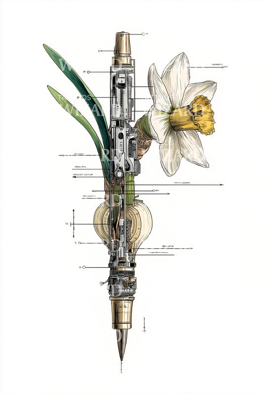 Design Tatuaggio Narciso Penna Tecnica