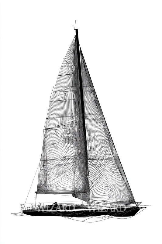 Illustration de tatouage croquis technique de yacht