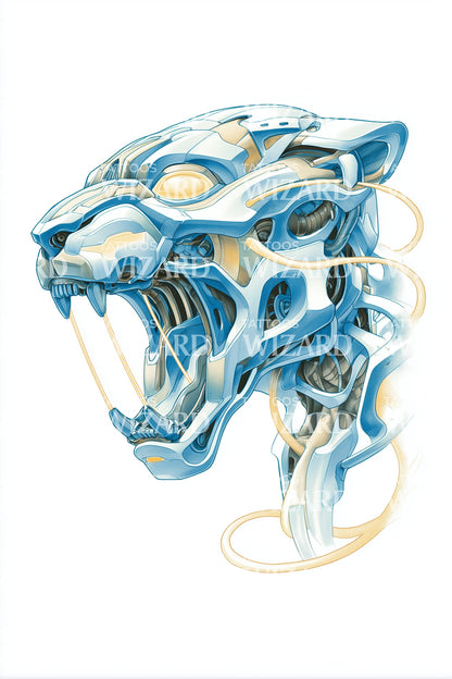 Techno Panther Schädel Tattoo Design