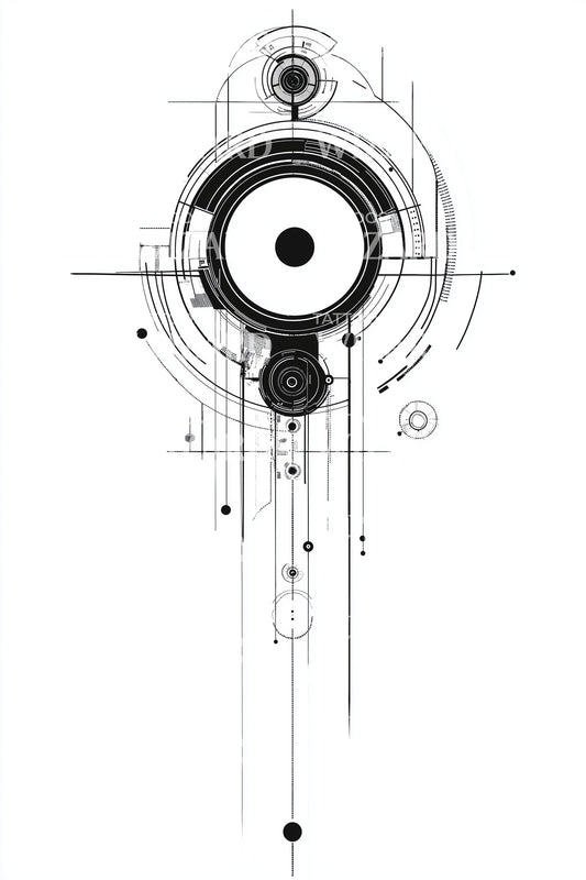 Techno Sacred Circle Tattoo Design