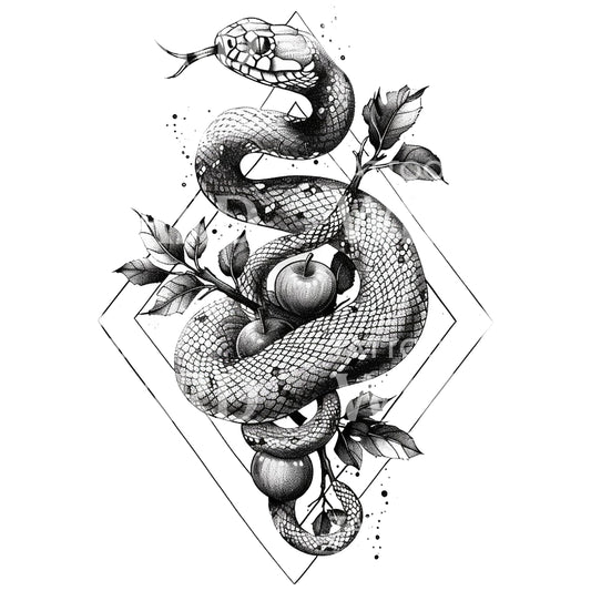 Temptation Snake and Apples Tattoo Design
