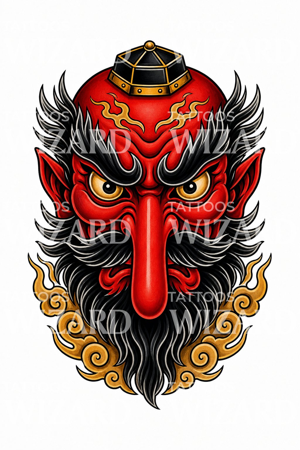 Tetovací návrh masky tengu