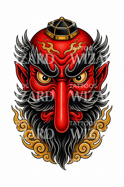 Tetovací návrh masky tengu