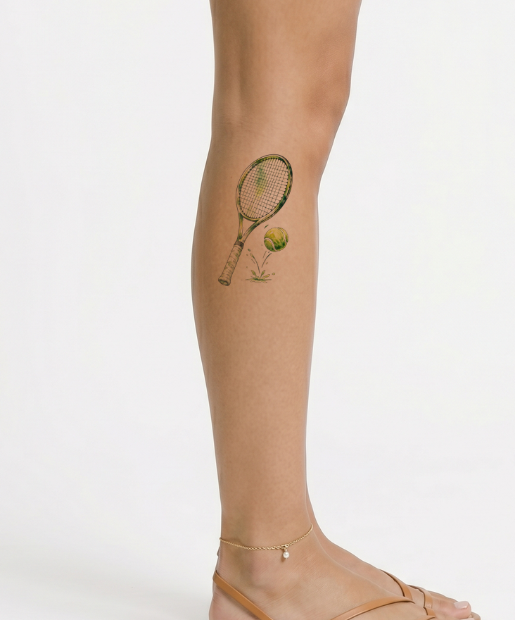 Tennis Racket and Ball Watercolor Tattoo Idea