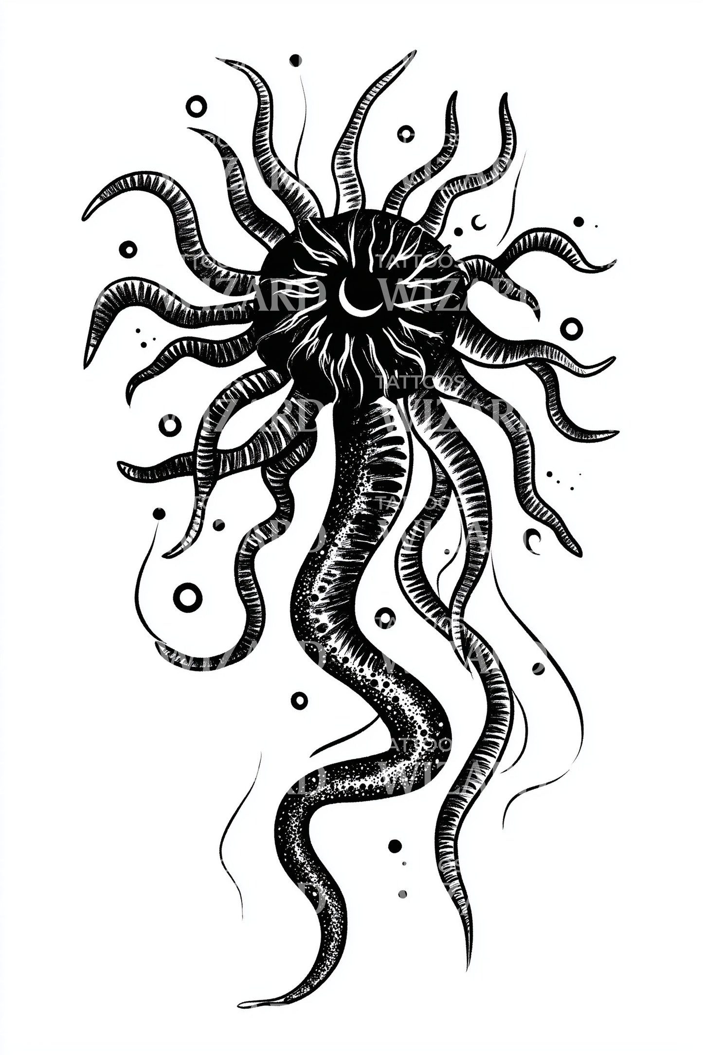Tentacled Abyss Microbe Tattoo Design