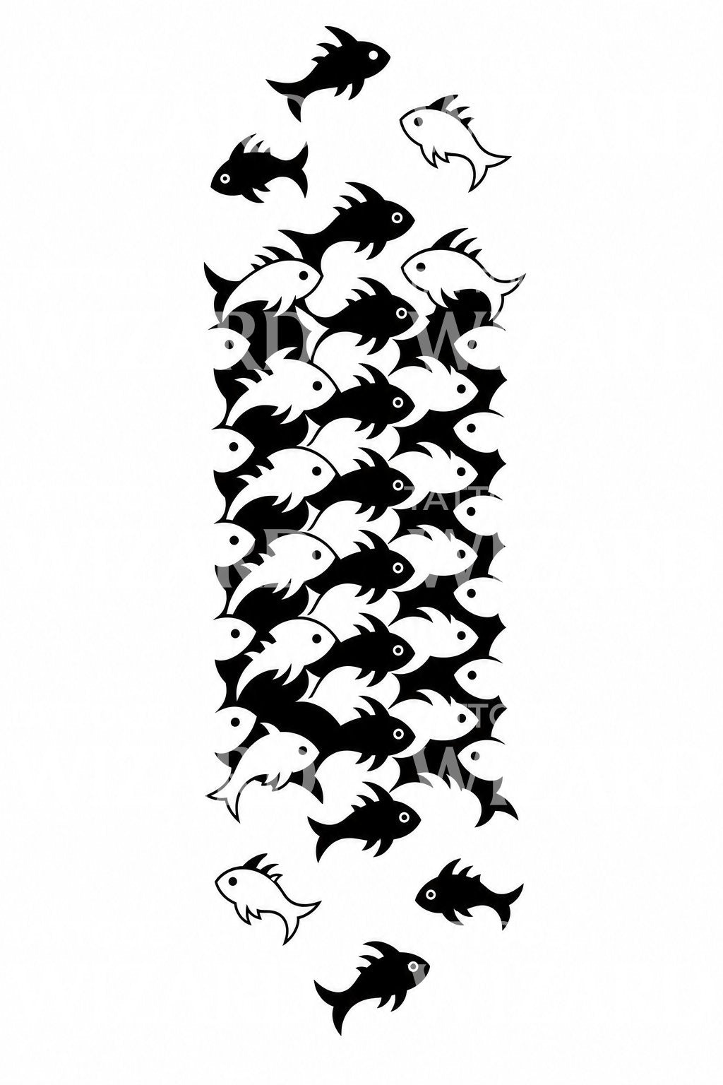 Tessellating Fish School Tattoo Design
