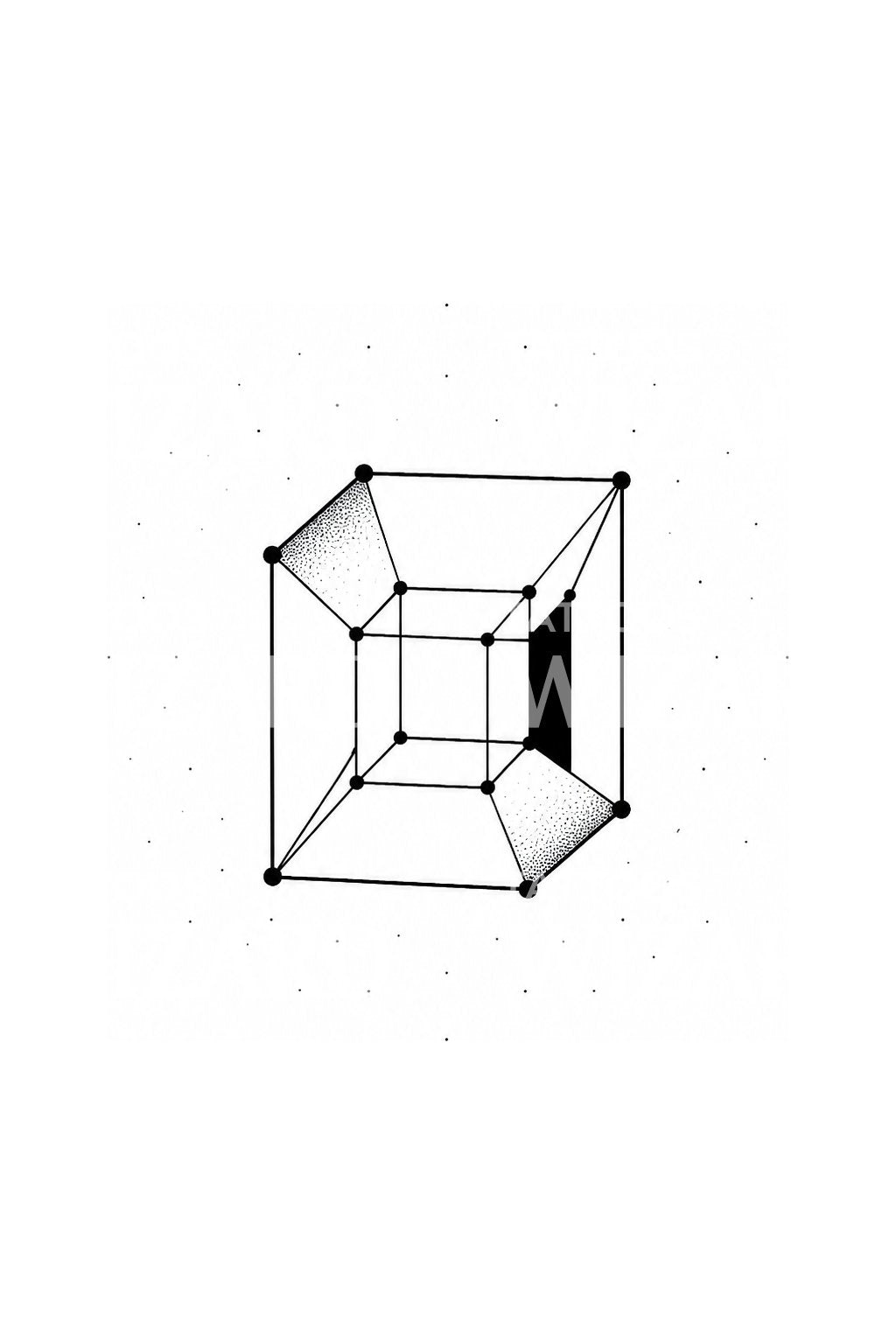 Tesseract Hypercube Geometric Tattoo Design