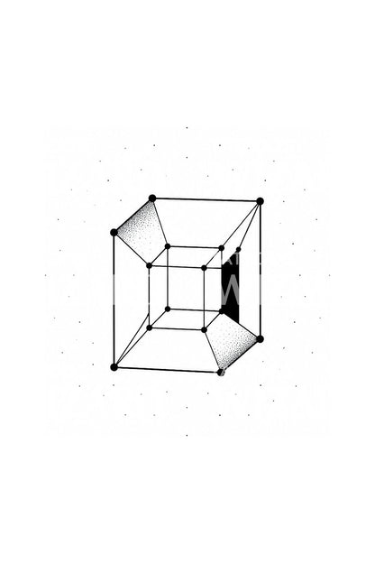Tesseract Hypercube Geometric Tattoo Design