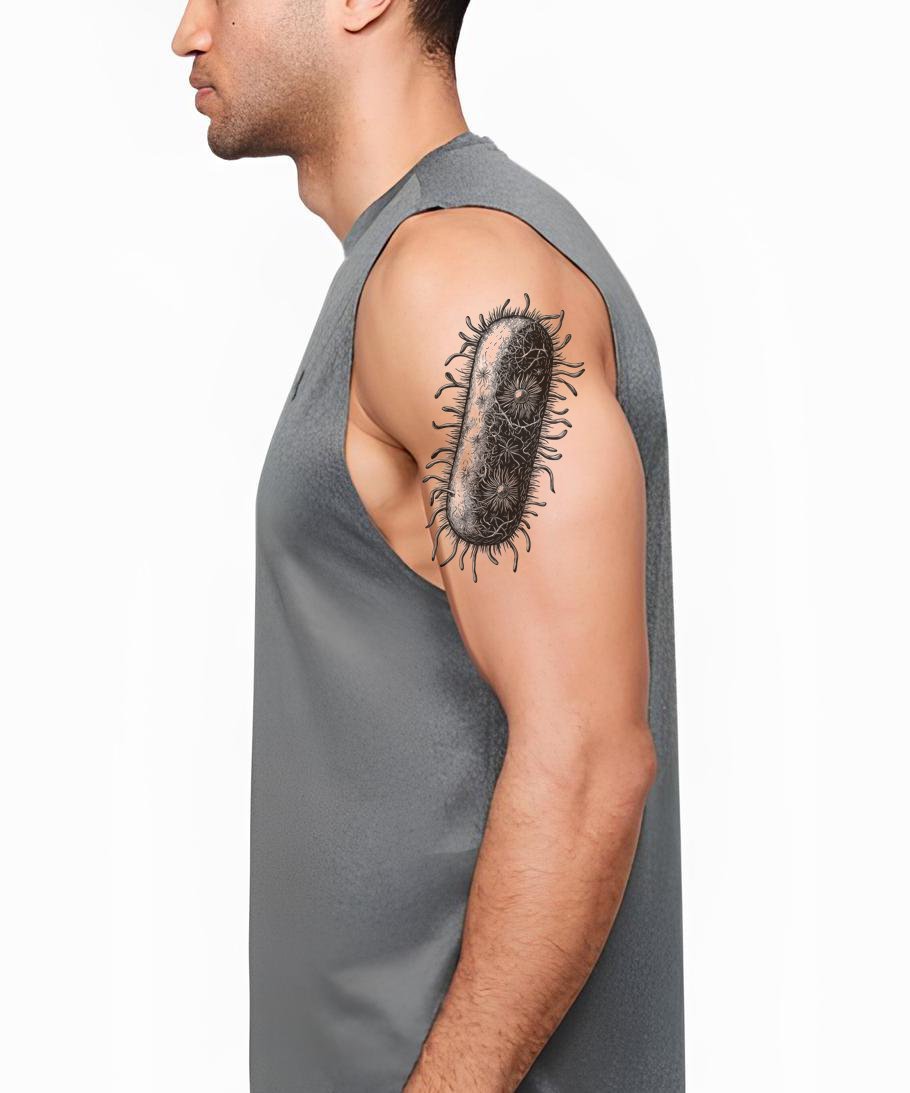 Textured Black Bacterium Tattoo Design