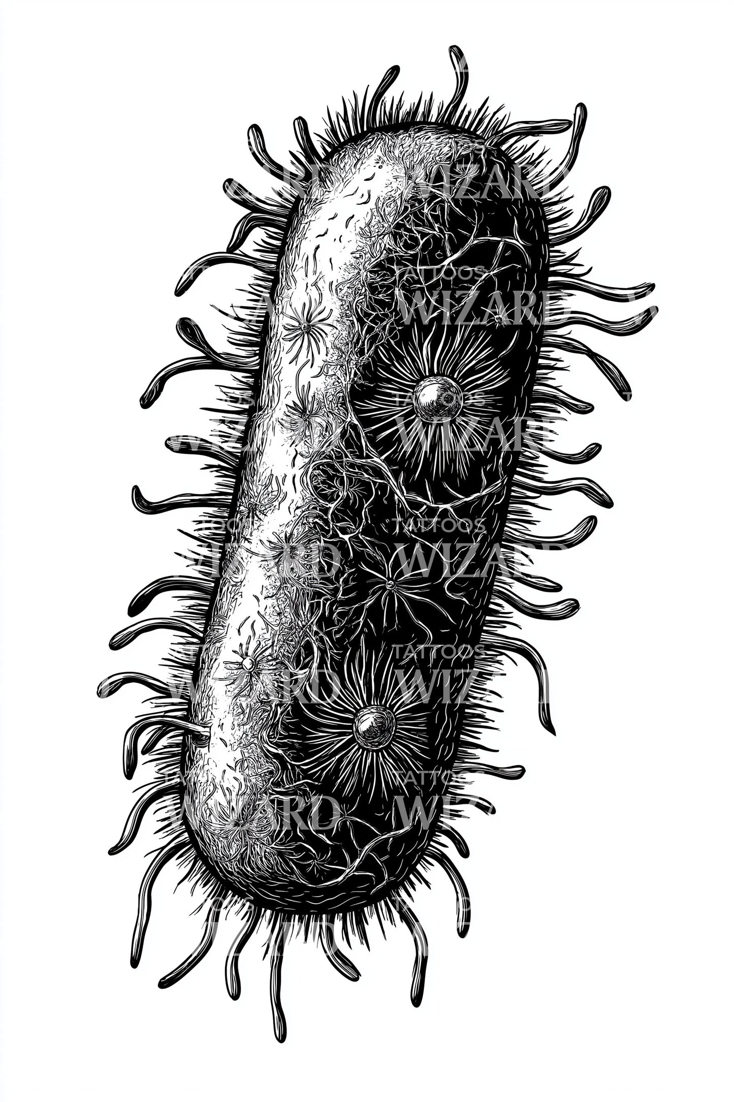 Textured Black Bacterium Tattoo Design