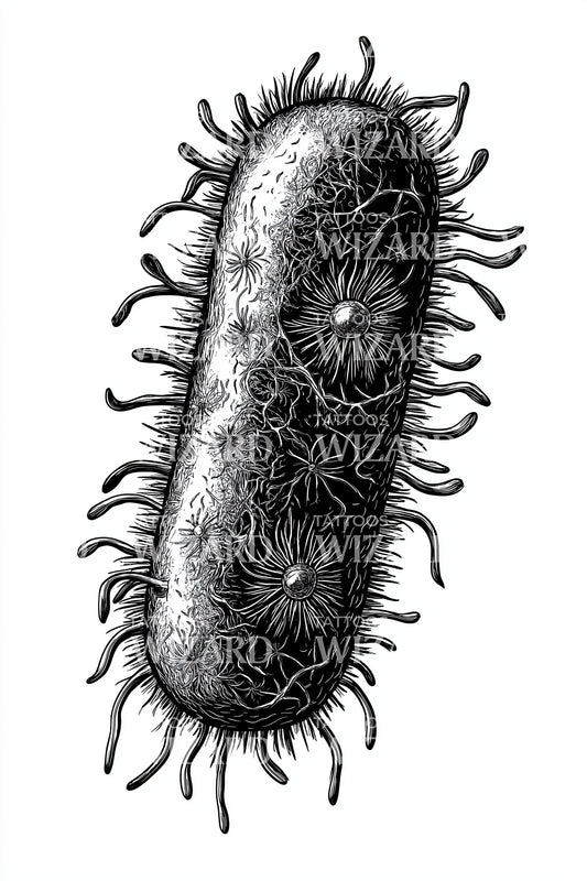 Textured Black Bacterium Tattoo Design