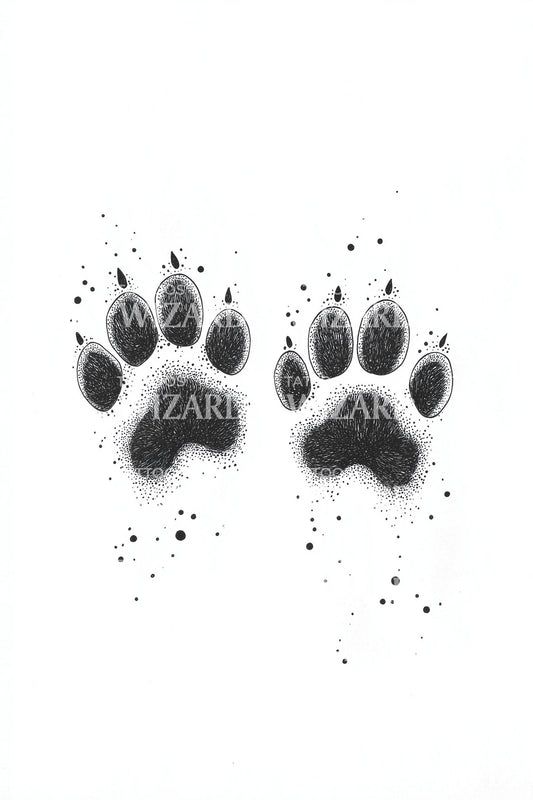 Textured Paw Prints Tattoo Illustration