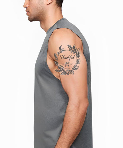 Thankful Leafy Circle Tattoo Design