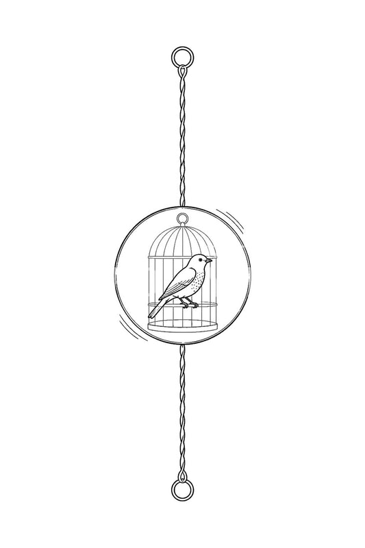 Thaumatrope Bird and Cage Tattoo Design