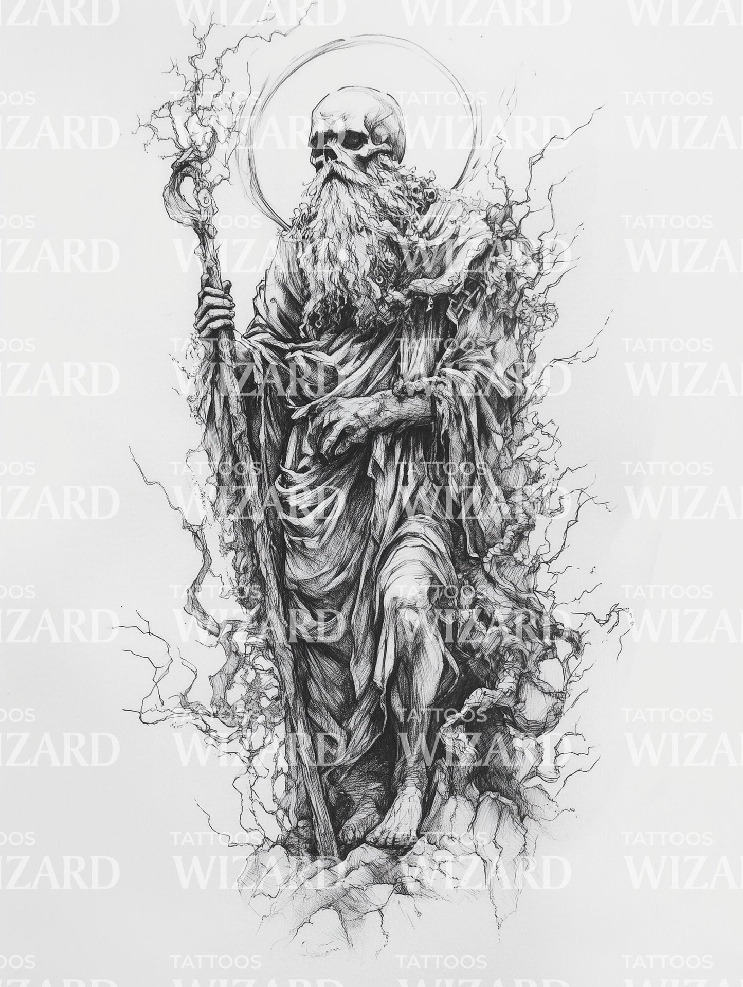 The God of Death Necromancer Tattoo Illustration