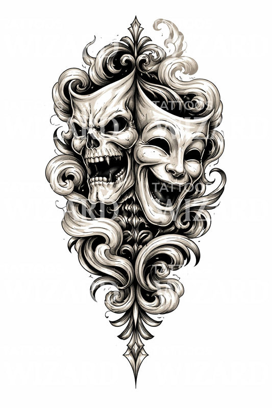 Theatre Masks Tattoo Design