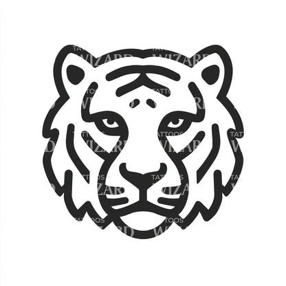 Thick Line Tiger Tattoo Illustration
