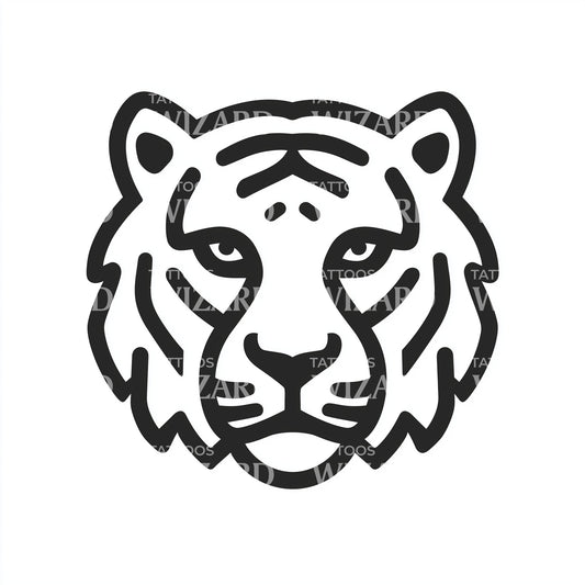Thick Line Tiger Tattoo Illustration