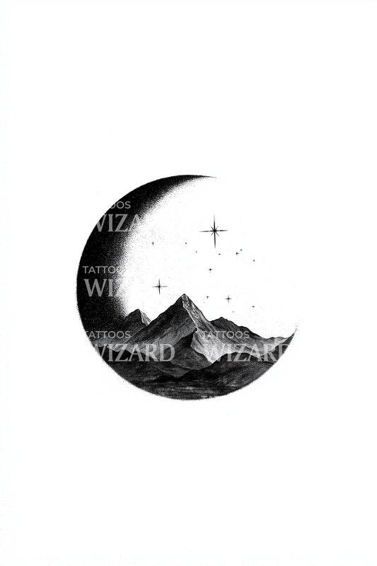 Thin Crescent Peaks Tattoo Design