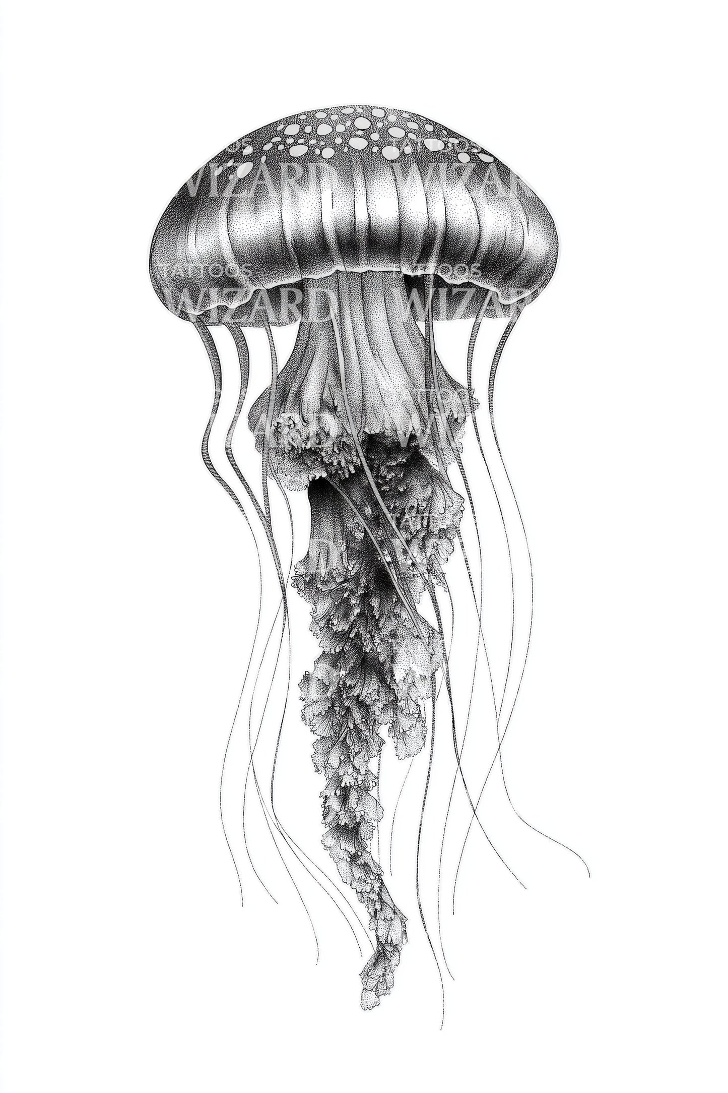 Thin Jellyfish Column Tattoo Design