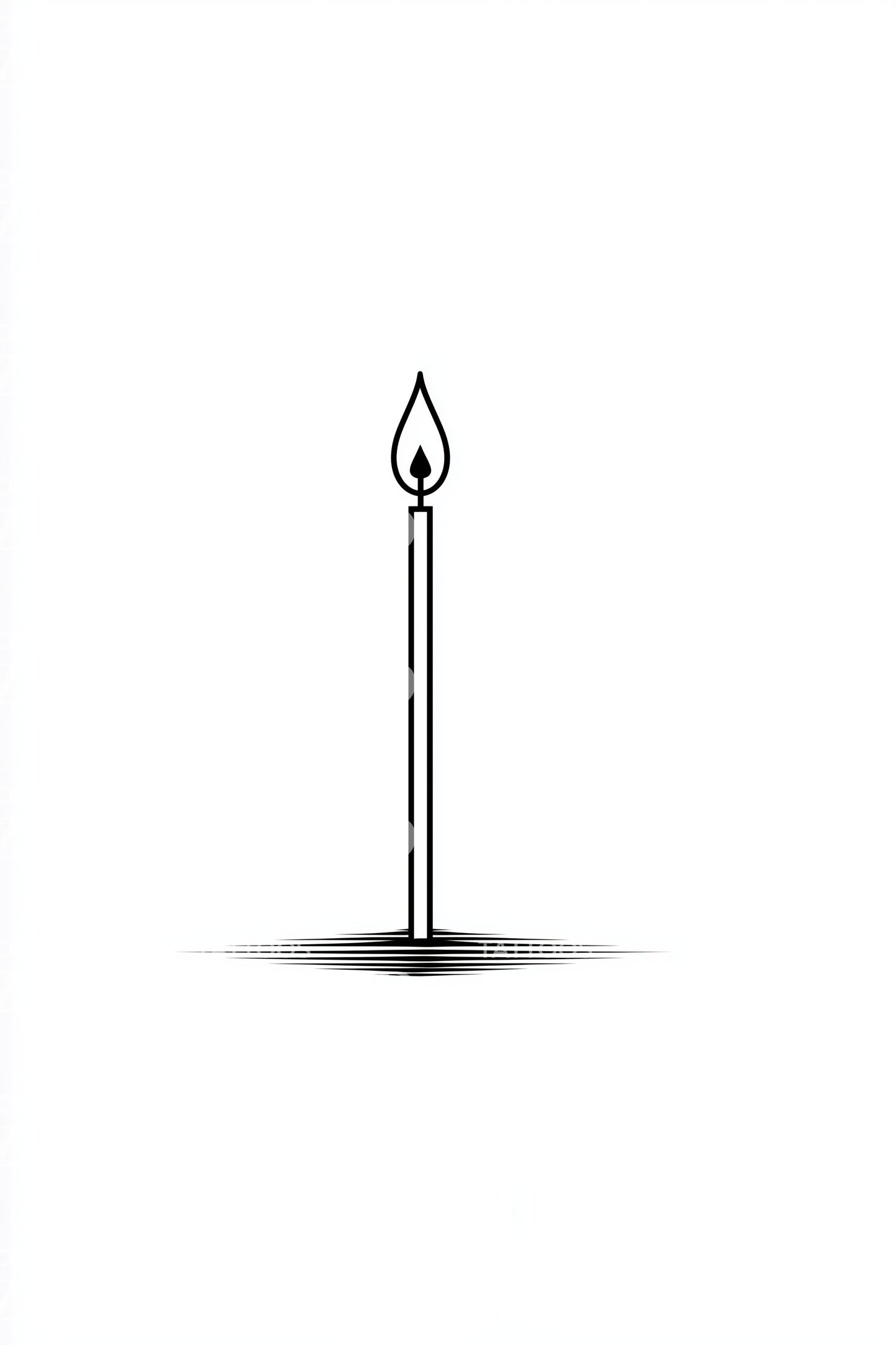 Thin Line Candle Tattoo Design