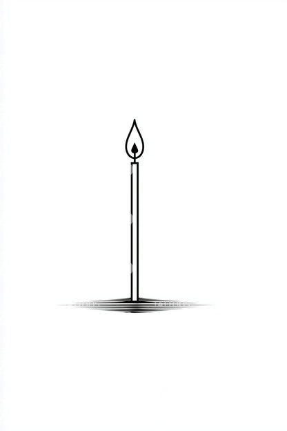 Thin Line Candle Tattoo Design