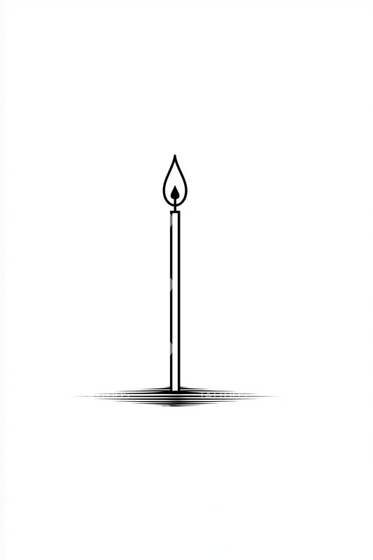 Thin Line Candle Tattoo Design