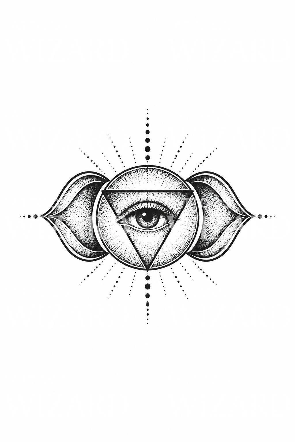Third Eye Chakra Dotwork Tattoo Design
