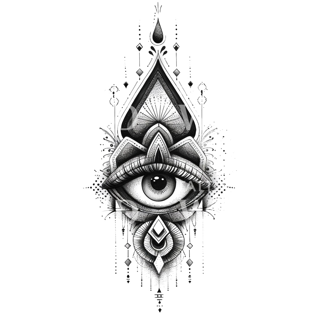 Conception de tatouage Dotwork Chakra du troisième œil