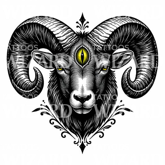 Third Eye Ram Tattoo Design