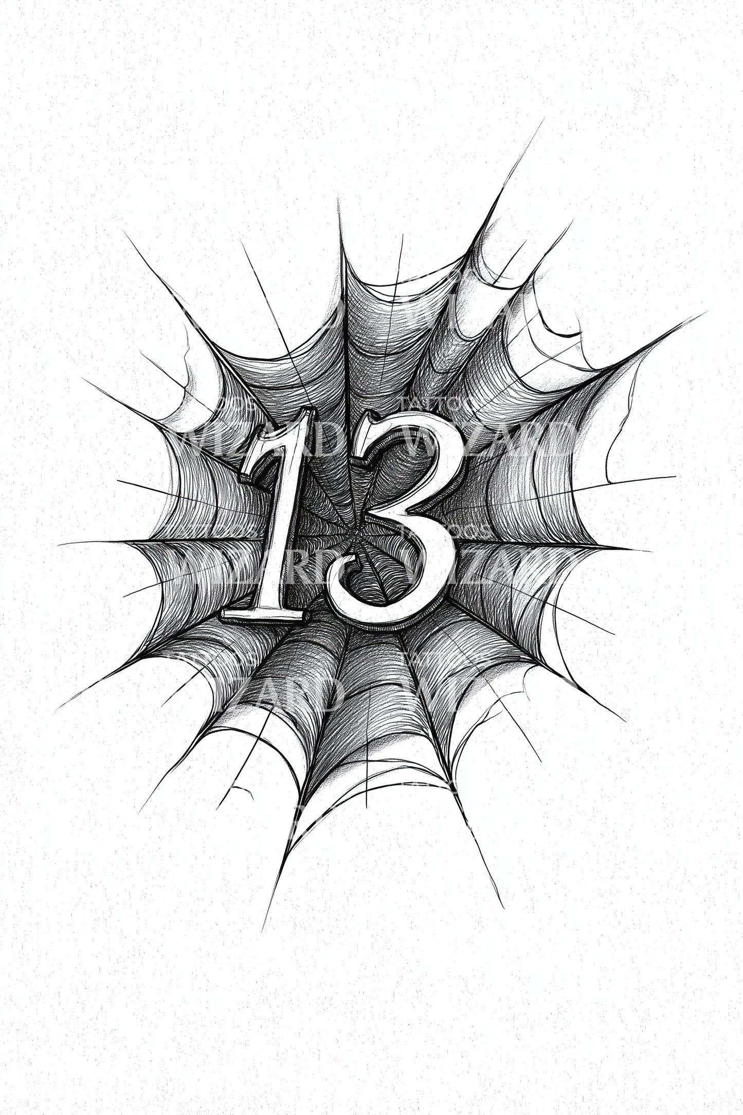 Thirteen Web Burst Tattoo Design