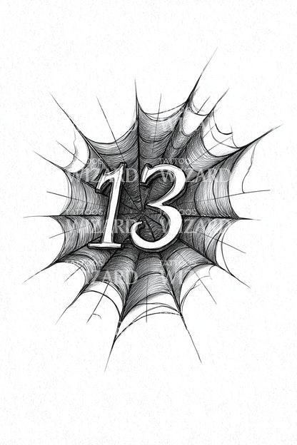 Tretton Web Burst Tatuering Design