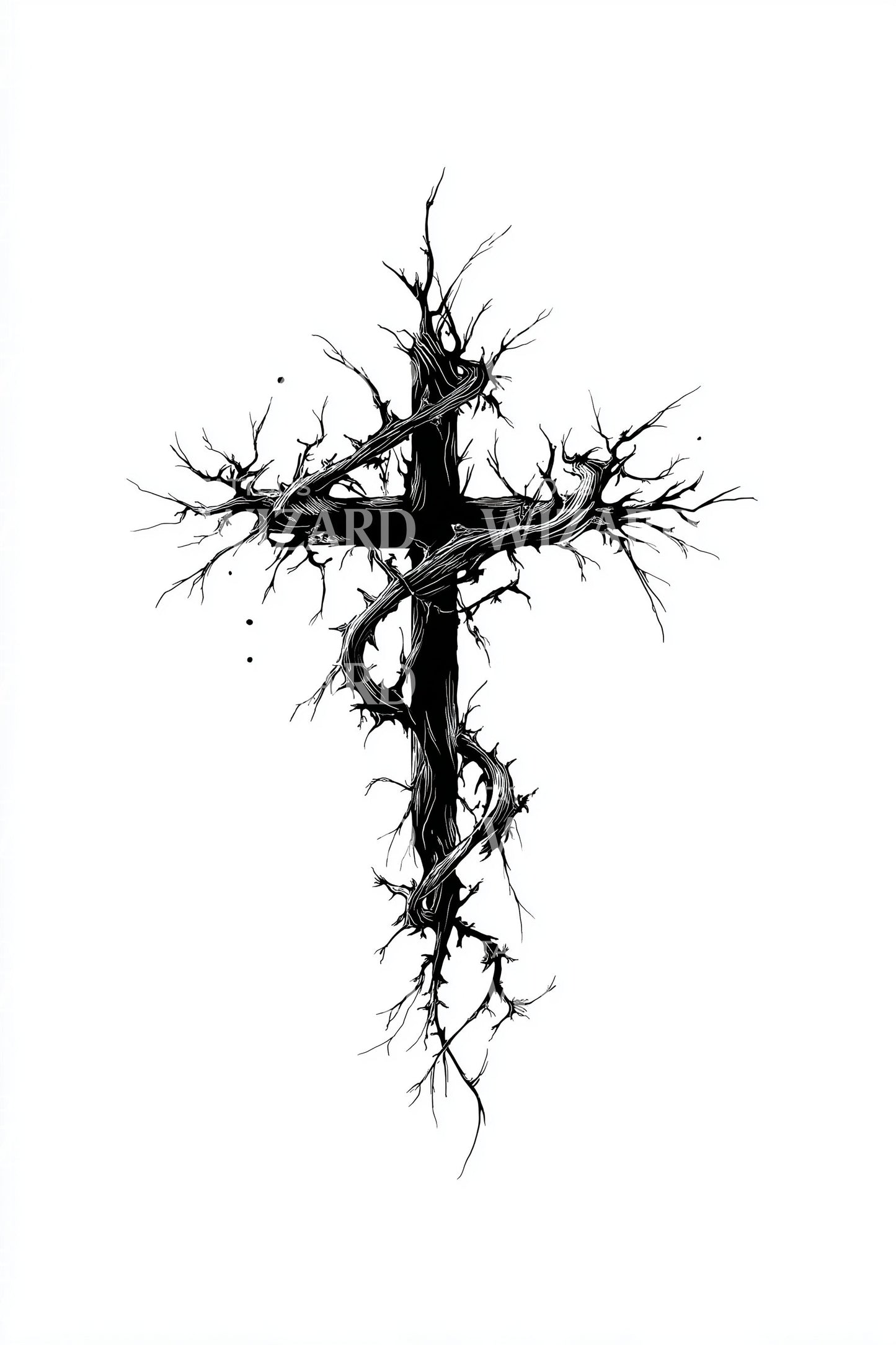 Thorn Vine Faith Cross Tattoo Design