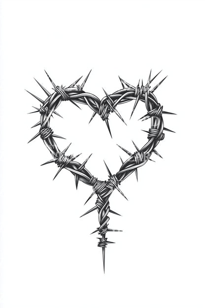 Thorned Heart Crown Tattoo Design