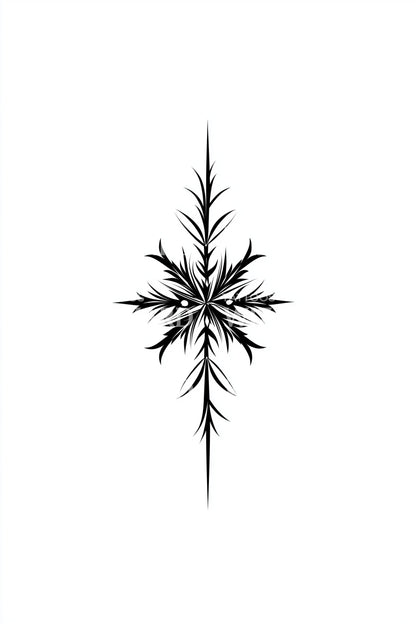 Thorned Vertical Star Tattoo Design