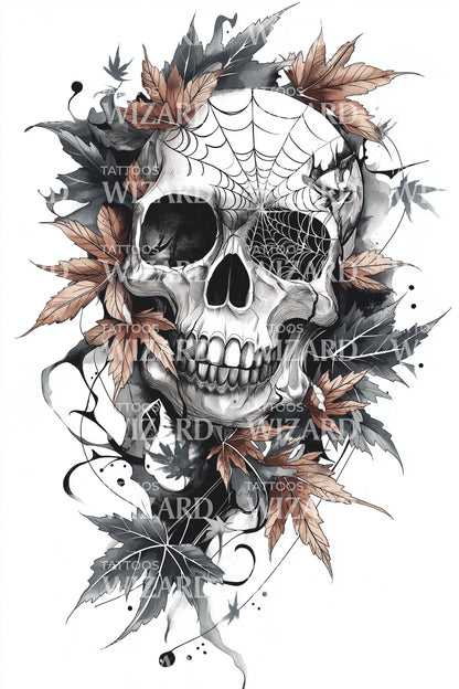 Thorned Wreath Skull Tattoo Design
