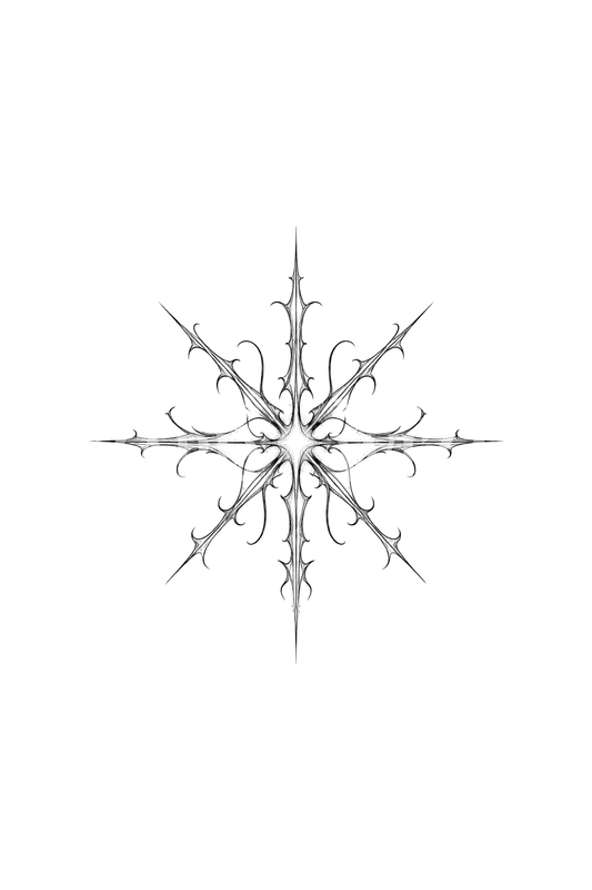 Thorny Cybersigilism Star Fine Line Tattoo Idea