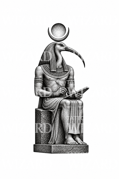 Yazıcı Heykeli Thoth İbis Tanrısı Dövme Tasarımı