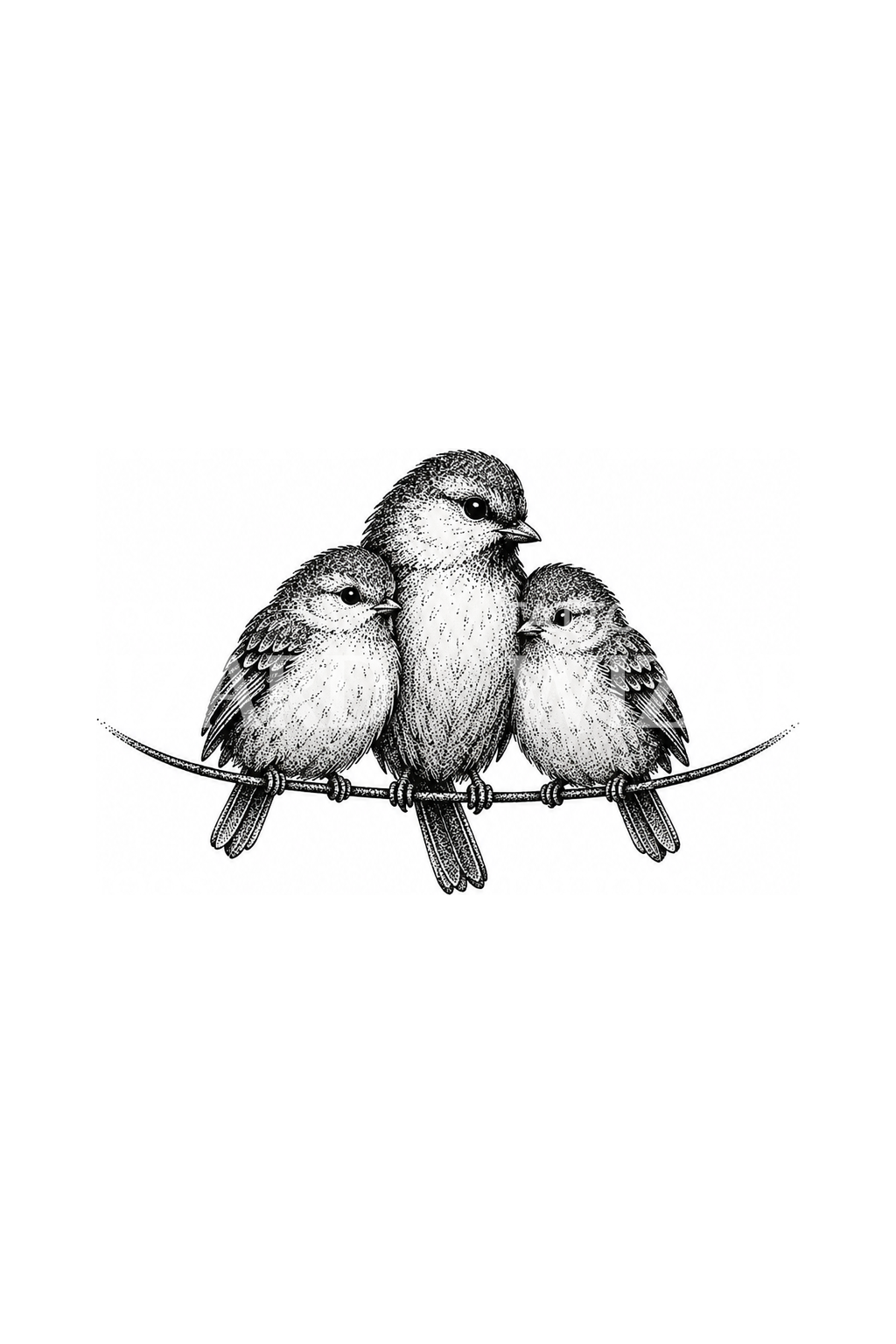 Three Birds on a Wire Tattoo Design