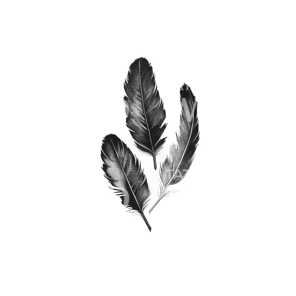 Three Feathers Siblings Tattoo Design
