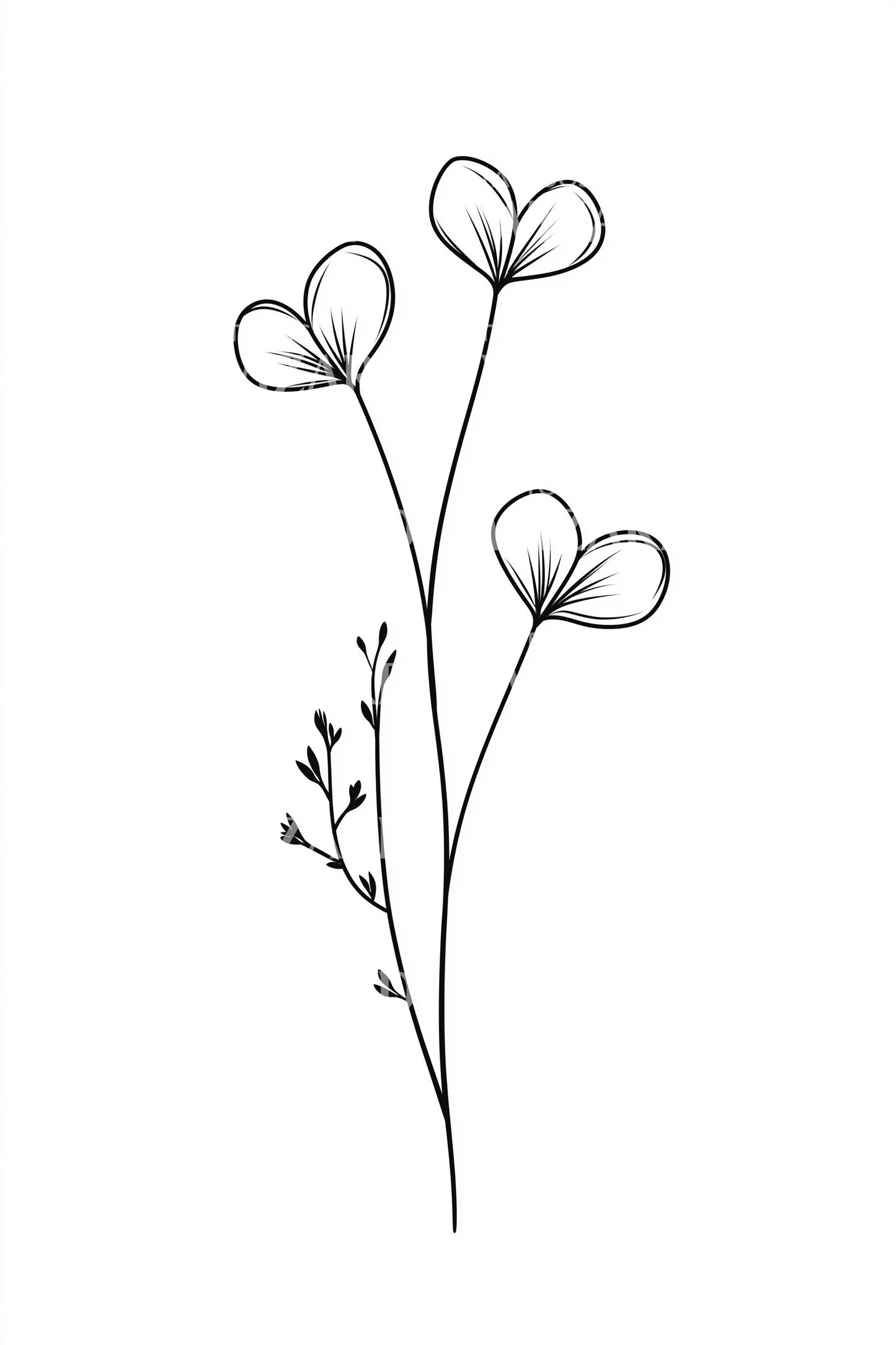 Three Heart Buds Tattoo Design