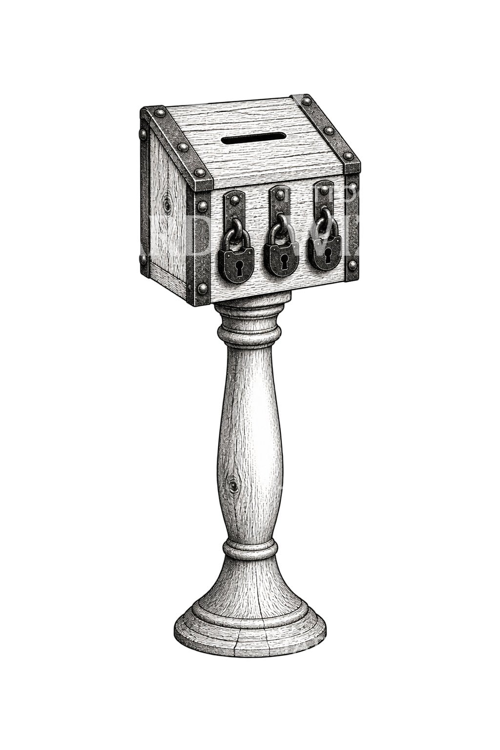 Diseño de tatuaje Tres cajas de limosnas cerradas
