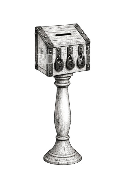 Diseño de tatuaje Tres cajas de limosnas cerradas