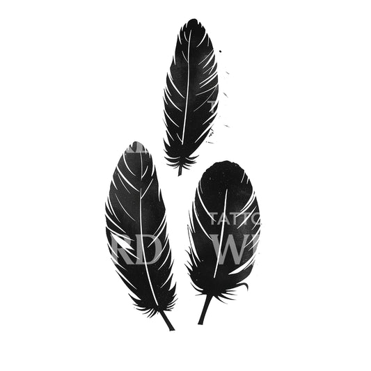 Conception de tatouage à trois plumes minimalistes