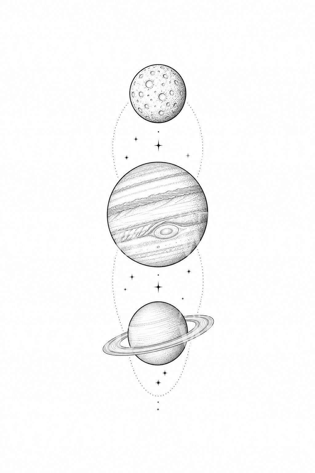Desain Tato Kolom Tiga Planet