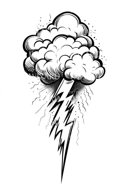 Gewitterwolke mit Blitz Tattoo-Design